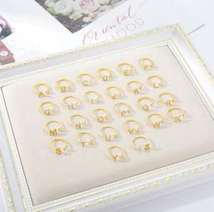 ขายร้อนชุบทอง Zircone 26ตัวอักษรแหวน A ถึง Z ตัวอักษรเริ่มต้นแหวนปรับ - Product Image 4