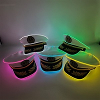 CARDSILK Cadeaux promotionnels pour fêtes et célébrations, Casquette marine lumineuse à LED avec emblème ancre et laurier pour spectacle