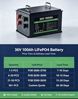 Paket Baterai LiFePO4 Solid State 36V100Ah yang Dapat Diisi Ulang, Tahan Lama, Cocok untuk OEM, Energi Surya, Perahu, dan Golf Cart 500