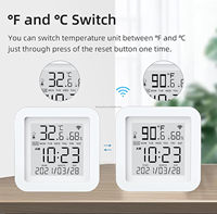 Capteur de température et d'humidité sans fil TUYA avec alertes de notification via application, thermomètre hygromètre WiFi compatible avec Alexa