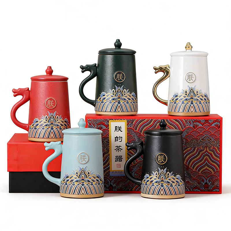Order Online Chinese Dragon Mug Heat-Resistant Wooden Handle