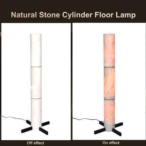 Lampe de sol cylindrique moderne en albâtre avec base croisée, effet marbre LED, pour hôtel, salon et chambre à coucher - Product Image 4