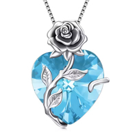 Collier pendentif en argent sterling 925 avec cristal jaune en forme de rose, bijoux tendance pour femmes et filles, cadeau d'anniversaire