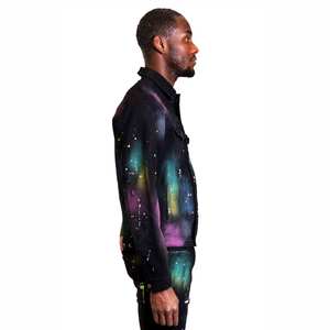 AeeDenim <span class=keywords><strong>Veste</strong></span> premium <span class=keywords><strong>en</strong></span> denim délavé Galaxy pour hommes avec lavage intensif, <span class=keywords><strong>veste</strong></span> extensible <span class=keywords><strong>en</strong></span> sergé avec <span class=keywords><strong>peinture</strong></span> à pois pour hommes - Product Image 4