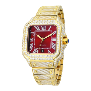 Orologio Meccanico da Uomo NUOYA di Lusso Stile Hip-Hop con Moissanite, Quadrante con Numeri Romani, Supera il Test del Diamante, Quadrante Quadrato Colorato - Product Image 4