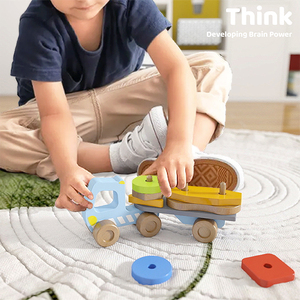 Xây dựng khối lắp ráp xe tải nhỏ kéo đồ chơi cho trẻ em để phát triển kỹ năng thực hành và kết hợp hình dạng hình học. - Product Image 5