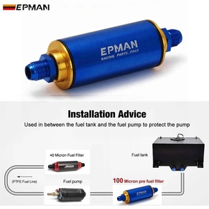 Filtro Carburante Universale EPMAN Inline 100 Micron ad Alto Flusso per Benzina e Diesel con Adattatori 6AN 8AN 10AN e Raccordi Barb da 8.6mm - Product Image 5
