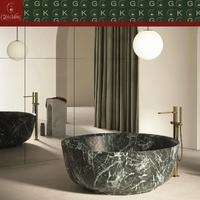 Baignoire en marbre gris foncé à profil bas GOLDKING, style moderne, avec veines blanches, sur mesure OEM