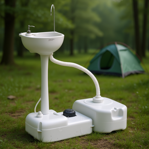 Fregadero Portátil para Camping, Tanque de 4.5 Galones, Lavamanos de Material Reciclado, Blanco, para Eventos al Aire Libre - Product Image 2
