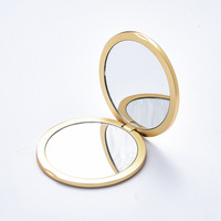 Miroir de maquillage de voyage double face délicat en or, cadeau de luxe