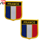 Écussons brodés en forme de bouclier du drapeau haïtien, à thermocoller, pour vêtements et sacs, vente en gros