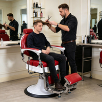 Fauteuil de Barbier de Luxe en Similicuir Robuste Or et Noir – Chaise de Salon de Coiffure pour Barbier et Atelier