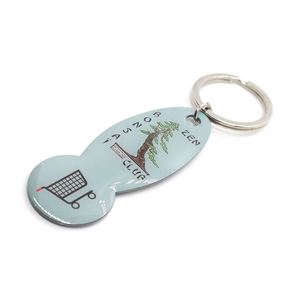 Porte-clés en métal personnalisé avec puce de chariot de supermarché et décapsuleur - Product Image 2