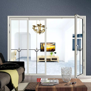 Hiện đại ngoài trời bên ngoài hai Bảng điều khiển nhôm PD/PT đôi lá gấp Swing cửa hoàn thành phía trước nhập cửa trượt trang trí - Product Image 6