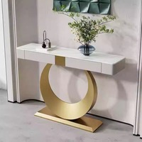 Table console moderne chinoise de luxe légère en métal à hauteur réglable avec tiroir pour salon