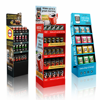 Étagère de présentation de boissons sur pied personnalisée en carton imprimé pour la promotion en magasin de bières, vins et boissons