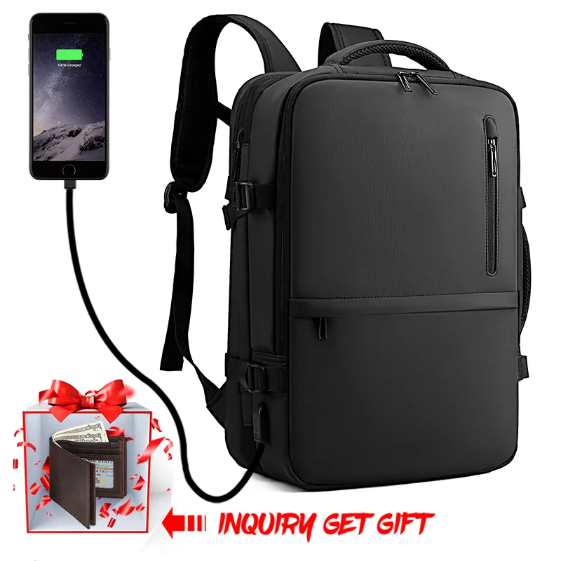 Ransel Laptop Pria Kustom Perjalanan Antiair Anti Pencurian Komputer Bisnis Siswa Usb Pintar Mewah Grosir