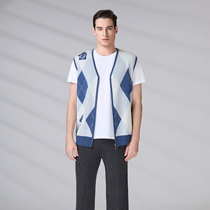 Gilet en tricot personnalisé anti-rides automne-hiver, sans manches, avec fermeture éclair intégrale, en laine, style décontracté - Product Image 5