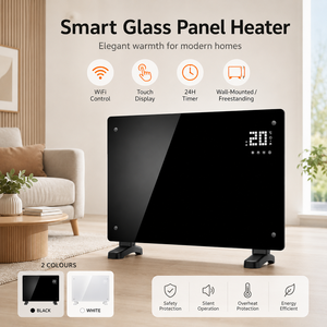 Calentador Eléctrico WIFI OEM ODM de 2000W 1500W, Calentador Portátil Inteligente con Panel de Vidrio, <span class=keywords><strong>Radiador</strong></span> Convector de Pared para Hogar y Hotel - Product Image 1