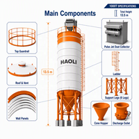 Silo à ciment boulonné 1000T avec dépoussiéreur pour centrale à béton ; Réservoir de stockage en acier de grande capacité 13,5 m