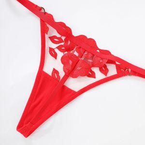 Slip <span class=keywords><strong>in</strong></span> Rete Trasparente con Ricamo Labbra Rosse, Sexy e Trasparente, a Vita Bassa, con Cut-out <span class=keywords><strong>in</strong></span> Pizzo, <span class=keywords><strong>Perizoma</strong></span> <span class=keywords><strong>in</strong></span> Rete Trasparente - Product Image 3