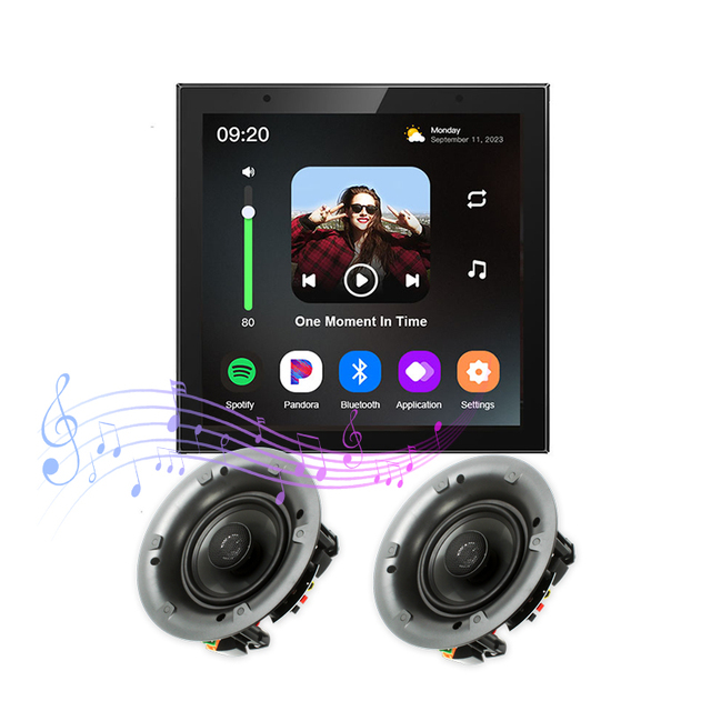 4-Inch Touch Screen Android 11 Wall Mount Amplifier with WiFi Ceiling Speakers Background Music Host Smart Home Smart Device