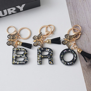 A B C 26 Letters Black Butterfly <strong>Tassels</strong> <strong>Key</strong> Chain Woman Bag Metal <strong>Key</strong> Chain <strong>for</strong> to Prevent Loss Car Keychain Promotional Gifts - Product Image 3