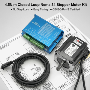ชุดมอเตอร์สเต็ปเปอร์แบบวงปิด NEMA 34 แรงบิด 4.5 นิวตันเมตร (637 ออนซ์-นิวตัน) พร้อมไดรเวอร์เซอร์โวไฮบริดและสายเคเบิลสำหรับเครื่อง CNC Router, เครื่องพิมพ์ 3 มิติ - Product Image 1