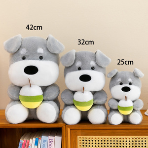 Lindo Peluche de Perrito Gris, Kawaii Schnauzer, Juguete de Peluche con Coco Verde, Peluche Suave para Regalo de Cumpleaños, 25/32/42cm - Product Image 4