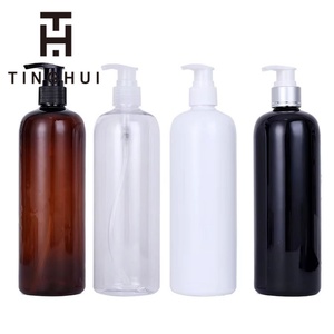 Flacon de Lait Corporel Transparent Rond Blanc et Noir de 350 ml et 500 ml avec Pompe en Plastique Noire et Dorée pour Soins de la Peau - Product Image 6