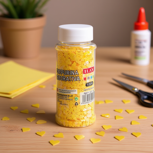 Glitter Decorativo Ilan 100G Giallo a Forma di Cuore 4mm per Lavori Artigianali - Product Image 3