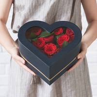 Usine en gros personnalisé simple luxueux créatif coloré romantique coeur fleur boîte emballage avec fenêtre en PVC