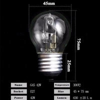 HoneyFly-bombilla halógena para horno de microondas, lámpara de alta temperatura G45 para horno tostador de vapor, E27, 220V-250V, 42W