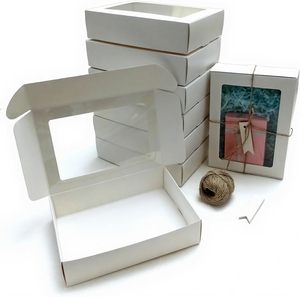 Boîte cadeau élégante avec couvercles transparents, boîtes à cadeaux avec étiquettes en ficelle pour mariage, anniversaire, boîtes blanches pour cadeaux, anniversaire blanc - Product Image 1