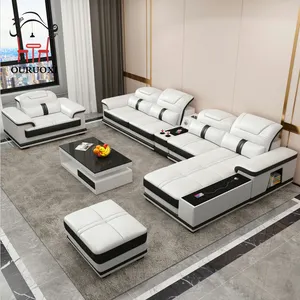 Multifunctional Sofa With Music Modern 6 8 Seater Sectional Sofa Luxury Usb Charging Leather Sofa Set Multiple Storage Space