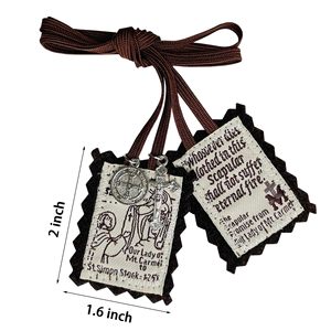 Escapulario Marrón de Nuestra Señora del Monte Carmelo con Medalla de San Benito y Crucifijo, Escapulario Católico de Fieltro, Virgen María, San Simón - Product Image 2