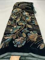 Tissu en dentelle florale africaine de haute qualité, velours brodé nigérian avec sequins, antistatique, 100 % polyester, écologique, pour chaussures