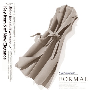 معطف نسائي جديد للربيع بتصميم كلاسيكي من الصوف، سترة طويلة بدون أكمام، مقاس صغير، إصدار كوري فضفاض - Product Image 4