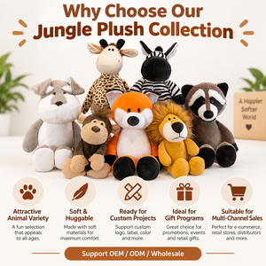 Juguetes de Peluche de Animales de la Selva Personalizados, León, Zorro, Mono, Mapache, Perro, 25cm 35cm, OEM ODM, Proveedor Mayorista de Regalos, Fabricante - Product Image 6