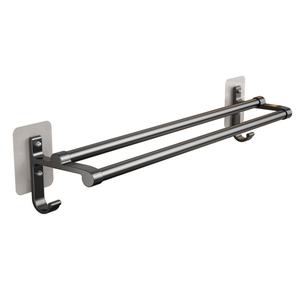 <span class=keywords><strong>Portasciugamani</strong></span> da bagno a canna singola e doppia da parete da bagno con supporto in alluminio con gancio adesivo magico - Product Image 1