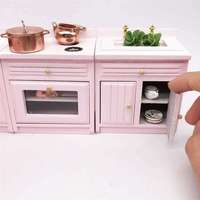 Mini-meubles de cuisine 1:12 pour maison de poupée : ensemble combiné table de cuisson, évier et comptoir avec couvercle pour jeux d'imitation culinaire