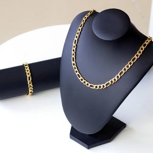 Cool Cuba Fashion Best Selling Hip Hop Men <b>Set</b> 18k Stainless Steel Jewelry Necklace <b>Bracelet</b> <b>Set</b> for Unisex - Product Image 1