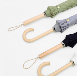 Style japonais rétro Simple populaire couleur unie <span class=keywords><strong>parapluie</strong></span> droit en fibre de verre manche en bois hommes et femmes parapluies - Product Image 6