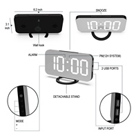 Horloge Murale Numérique LED de Bureau Style Moderne, Réveil Tendance avec Rétroéclairage USB et Batterie pour la Décoration Intérieure