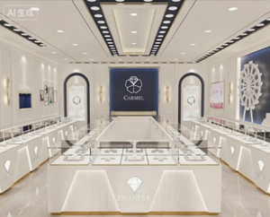 Nueva Vitrina Minimalista Dorada para Joyería con Luz LED y Puerta Corredera para Exhibición de Accesorios, Relojes y Teléfonos Móviles - Product Image 4