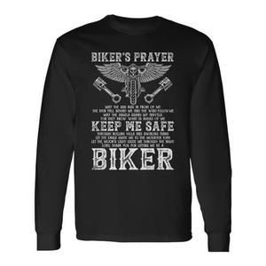 Camiseta de manga larga con mensaje de seguridad para motociclistas, color negro, ropa para hombre - Product Image 1