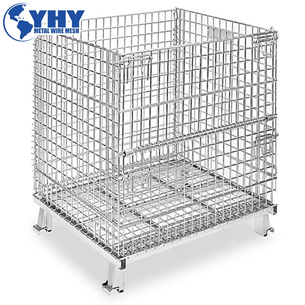collapsible metal wire container storage cage