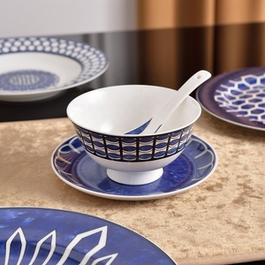 Hot Selling Nordic Home Decoration Blue Luxury 32pcs Bone China Dinner <b>Set</b> - Product Image 6
