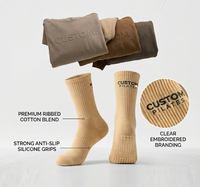 Chaussettes de fitness antidérapantes côtelées de luxe, respirantes, en coton premium, unisexes, chaussettes mi-hautes