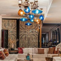 Lustre suspendu en verre LED ANNO Murano pour appartement de luxe et espace de vie